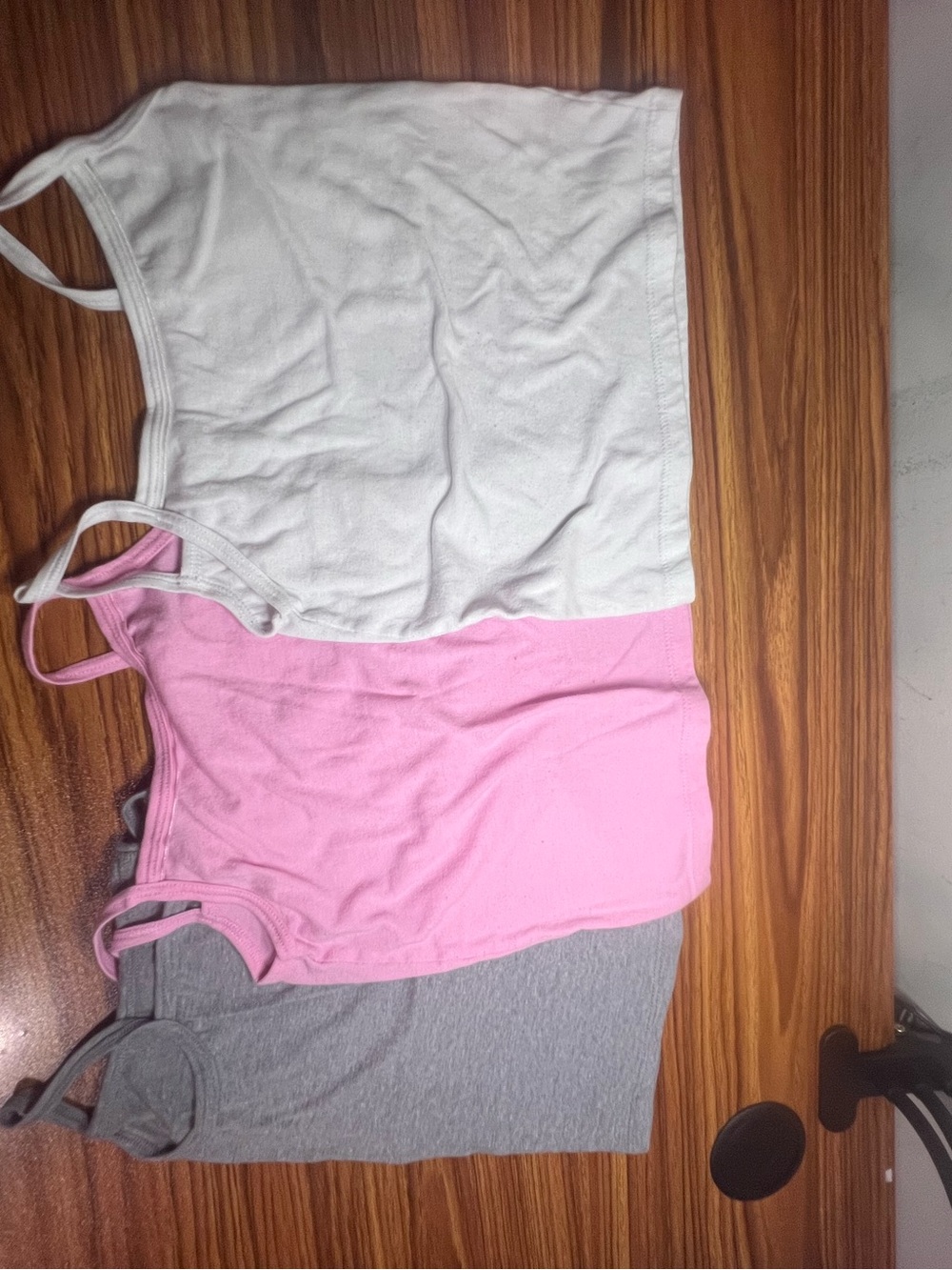 Hanes Girls' Cotton Camisole Set in White, Pink & Gray